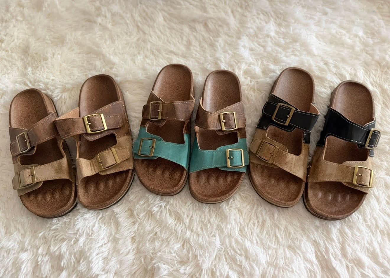 two tone studded sandals