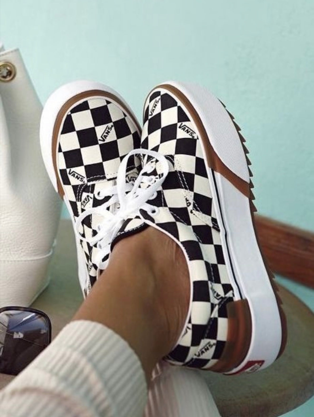 checkered lace up vans