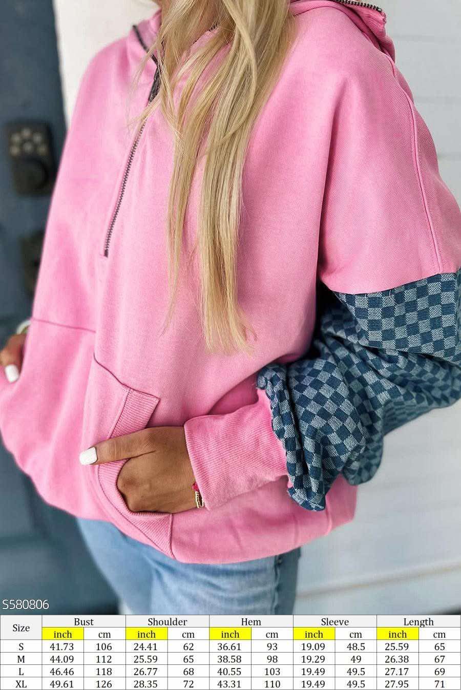 pink w/ checkered hoodie