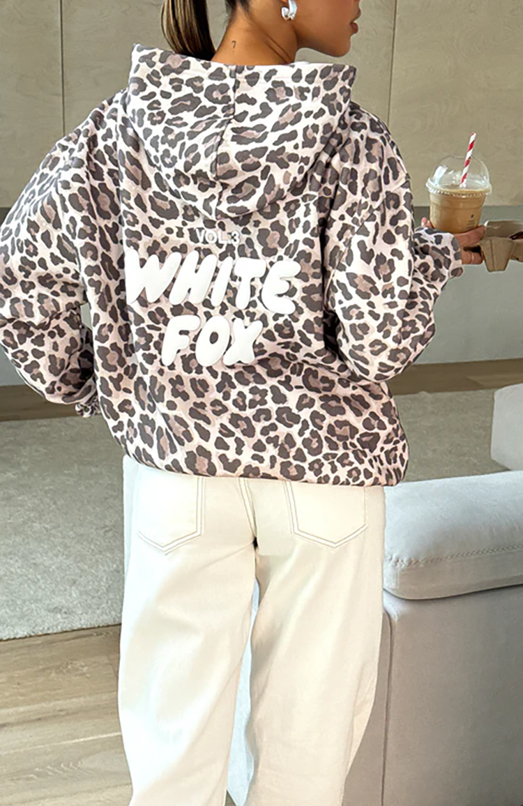 Leopard white fox hoodie