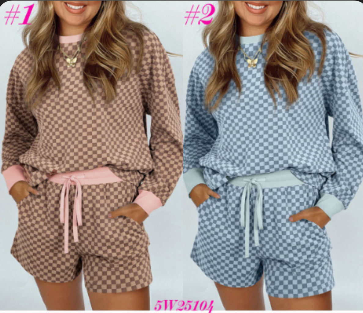 checkered lounge set
