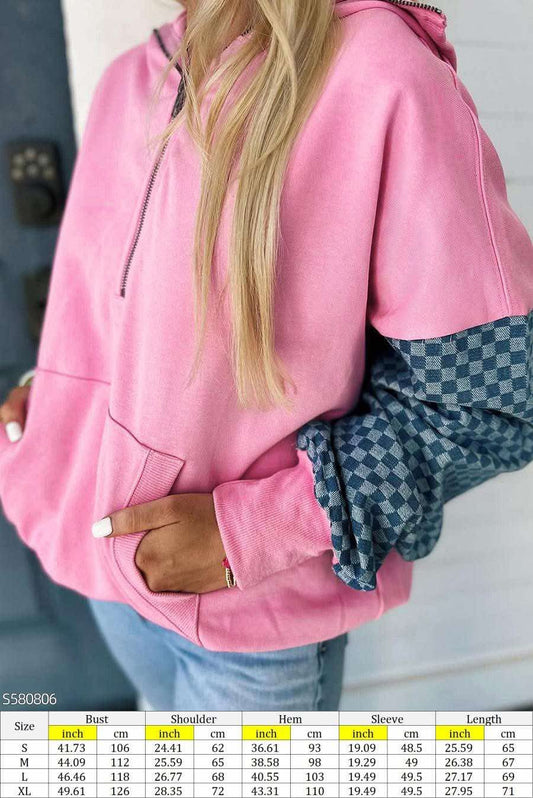 pink w/ checkered hoodie
