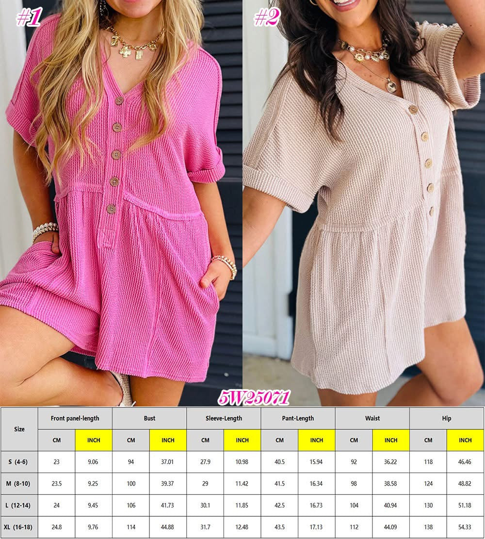 Ribbed button Romper