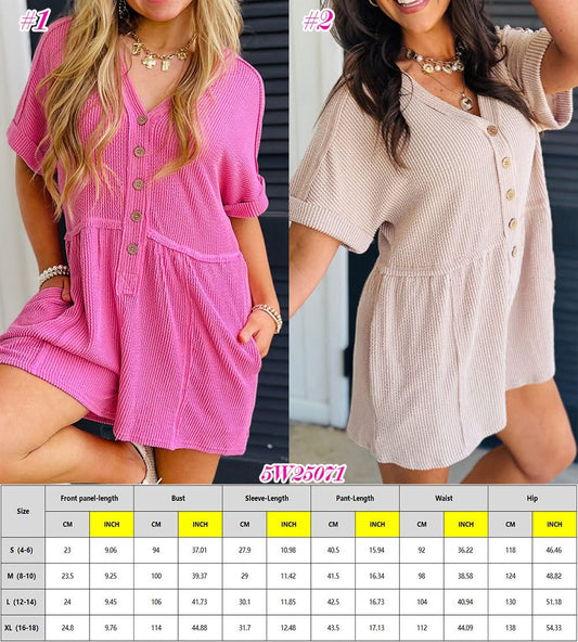 Ribbed button Romper