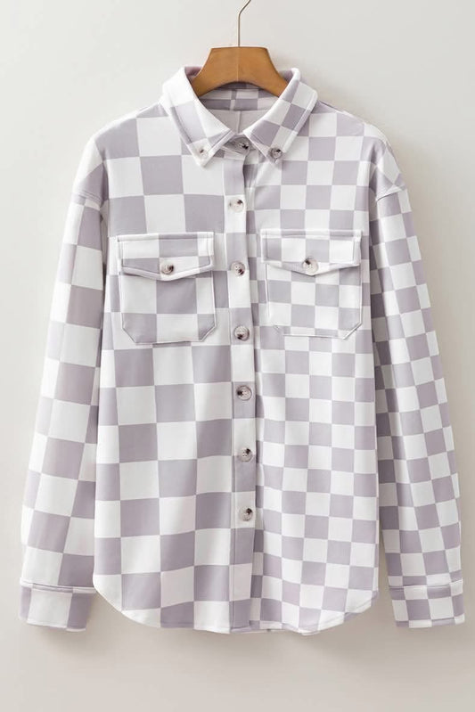checkered shacket