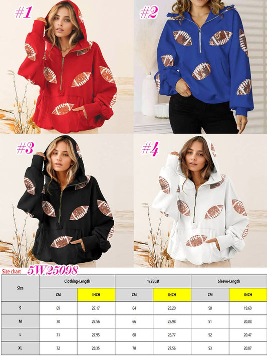 sequin football hoodies