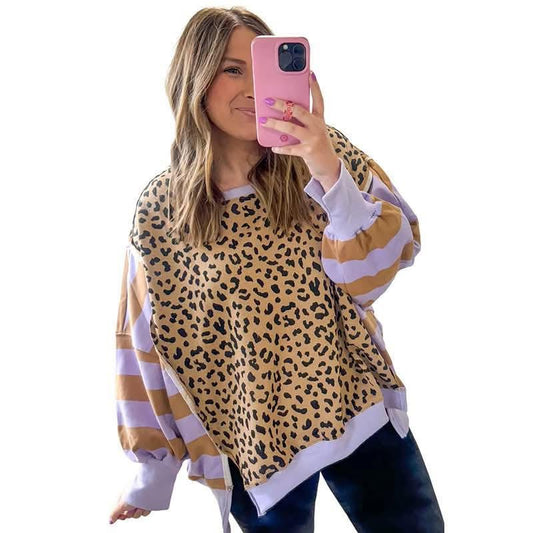 Leopard & striped sweater