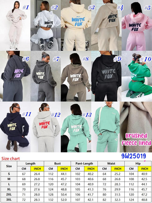 white fox hoodie sets